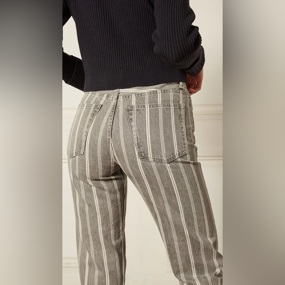 Boyish Tommy Jeans in Devil Is A Woman Gray Striped Cropped Straight, Size 28 - Picture 5 of 16